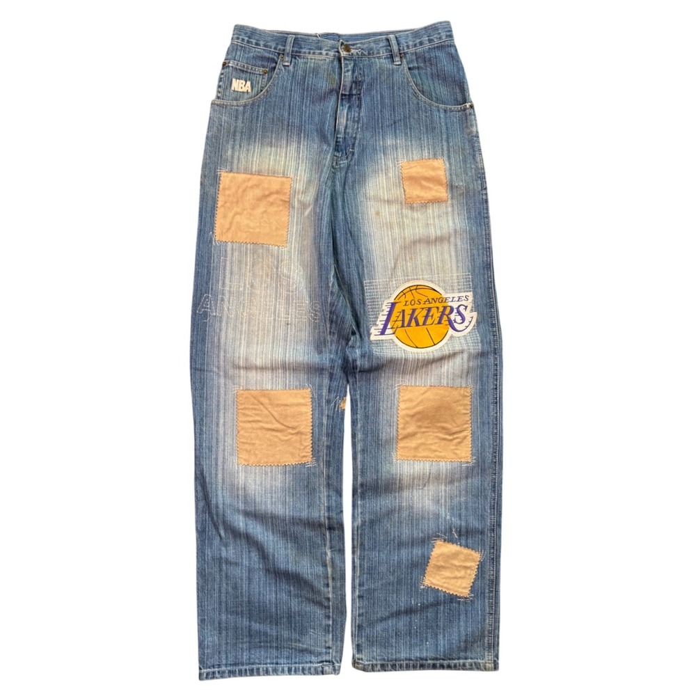 Vintage Baggy UNK x Los Angeles Lakers NBA Basketball Patchwork Denim Jeans